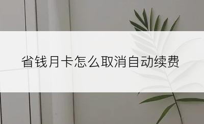 省钱月卡怎么取消自动续费