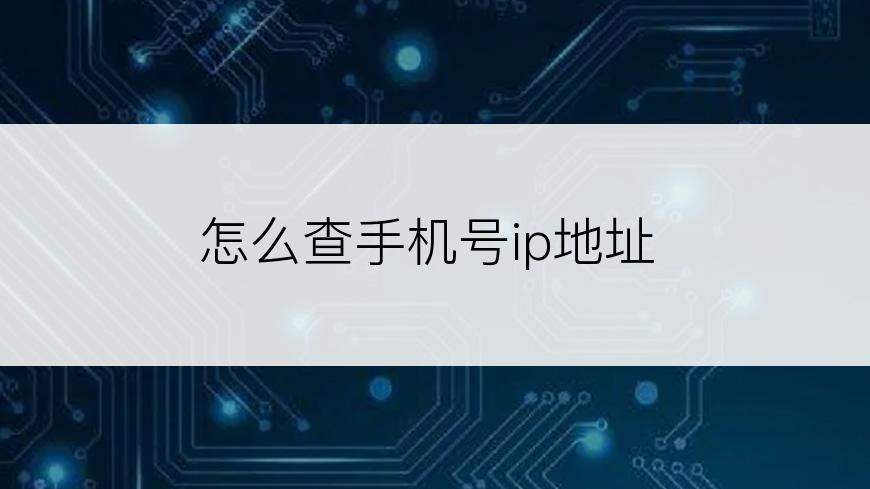 怎么查手机号ip地址