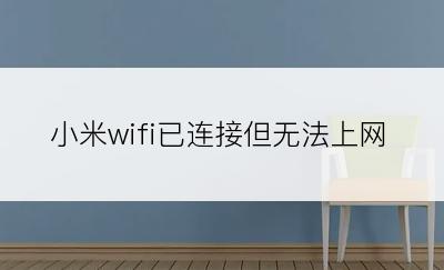 小米wifi已连接但无法上网
