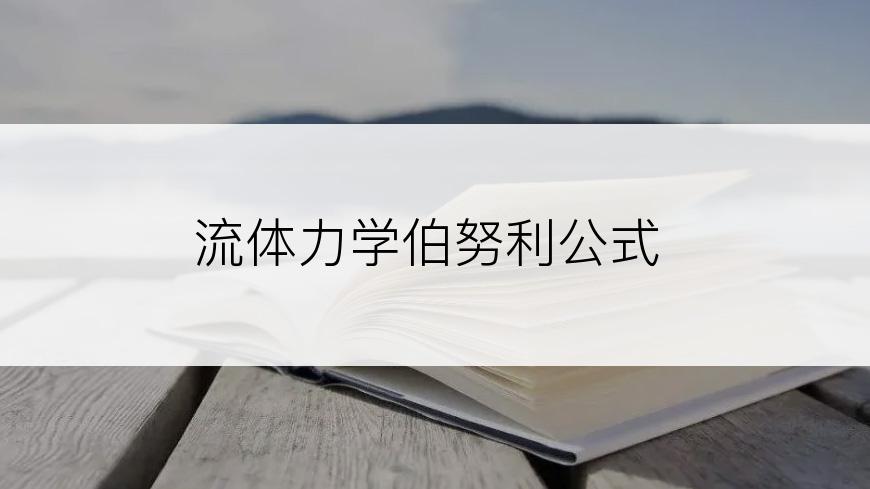 流体力学伯努利公式