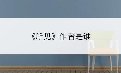 《所见》作者是谁