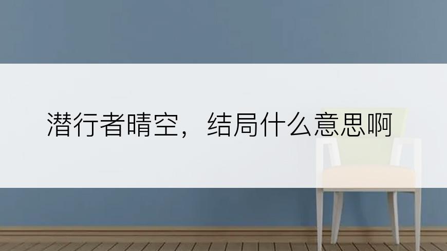 潜行者晴空，结局什么意思啊