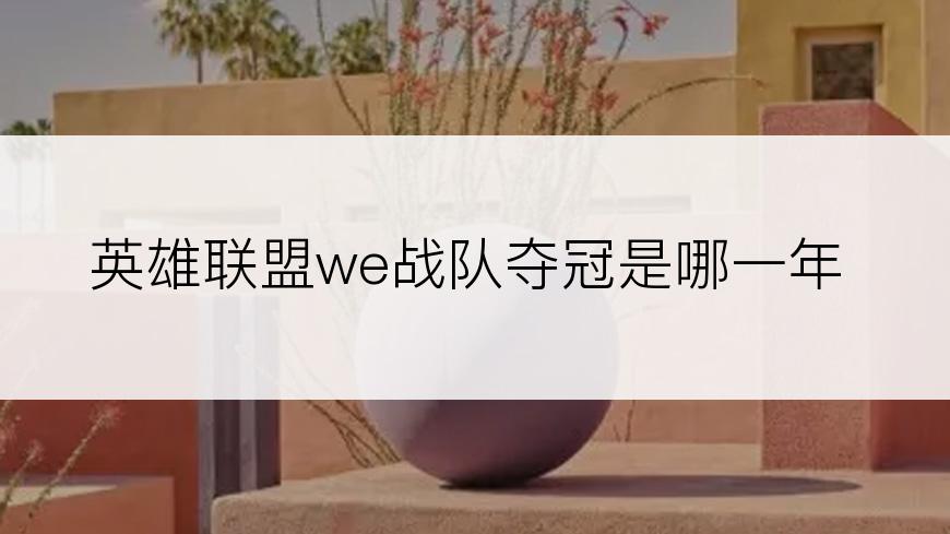 英雄联盟we战队夺冠是哪一年