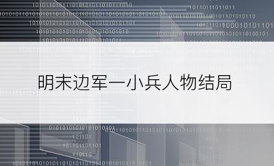 明末边军一小兵人物结局