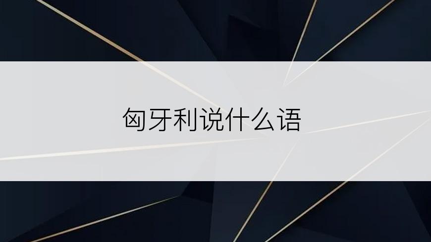 匈牙利说什么语