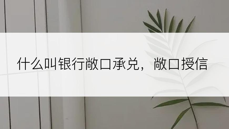 什么叫银行敞口承兑，敞口授信