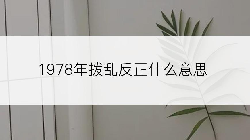 1978年拨乱反正什么意思