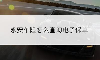 永安车险怎么查询电子保单