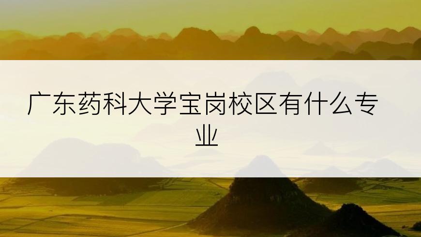 广东药科大学宝岗校区有什么专业