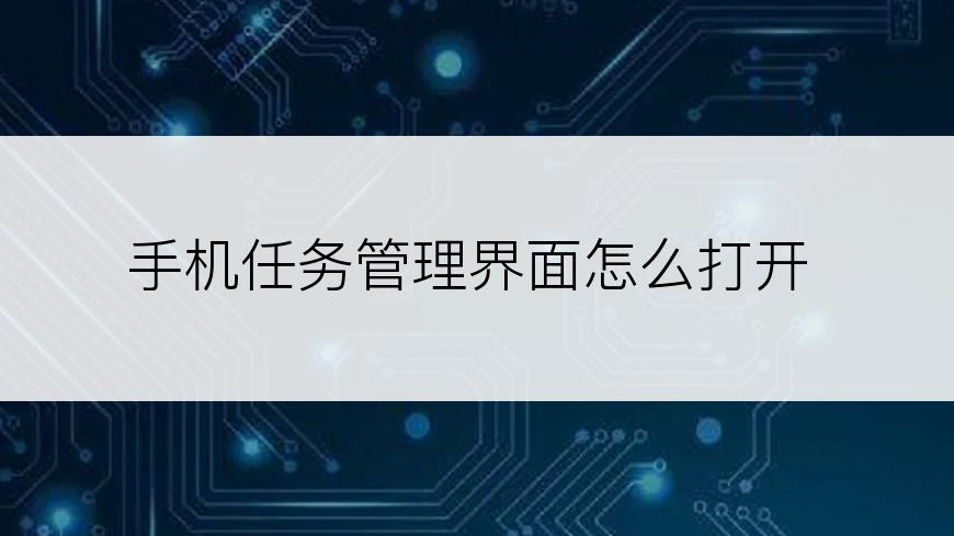 手机任务管理界面怎么打开