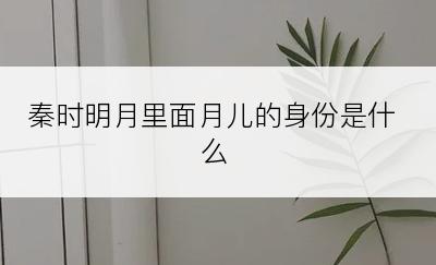 秦时明月里面月儿的身份是什么