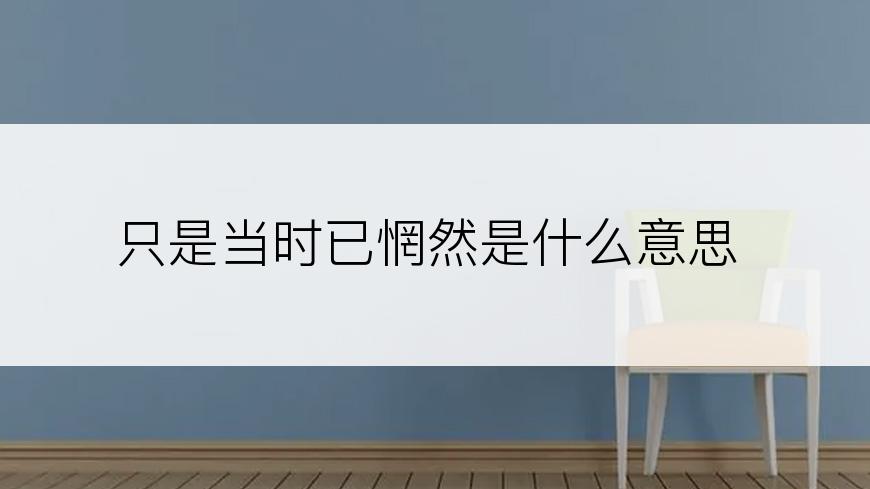 只是当时已惘然是什么意思