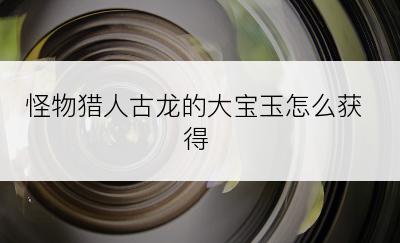 怪物猎人古龙的大宝玉怎么获得