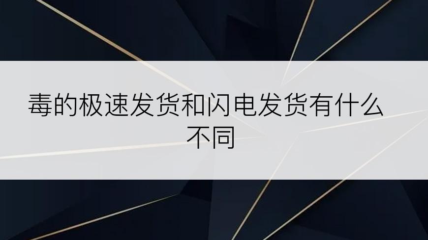 毒的极速发货和闪电发货有什么不同