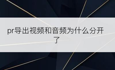 pr导出视频和音频为什么分开了