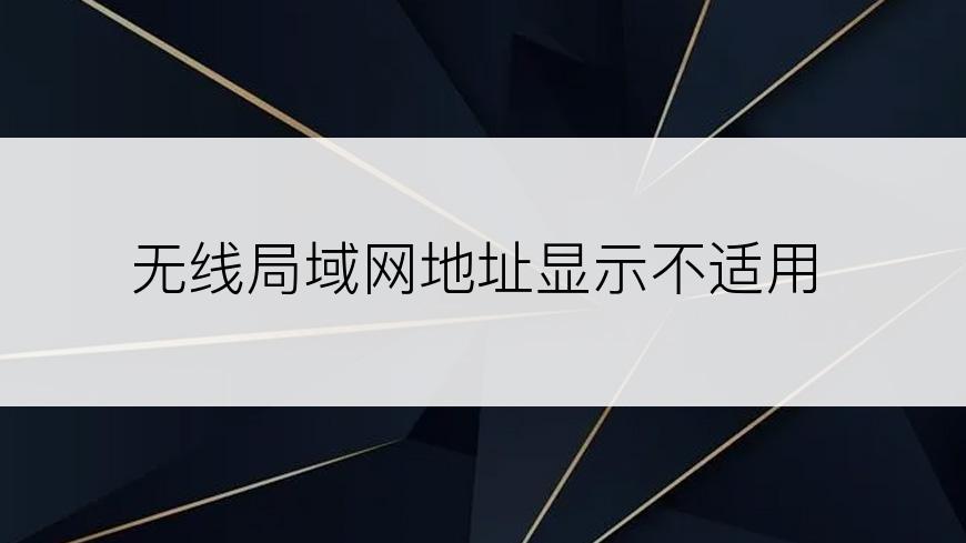 无线局域网地址显示不适用