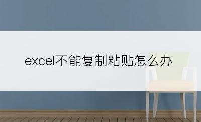 excel不能复制粘贴怎么办
