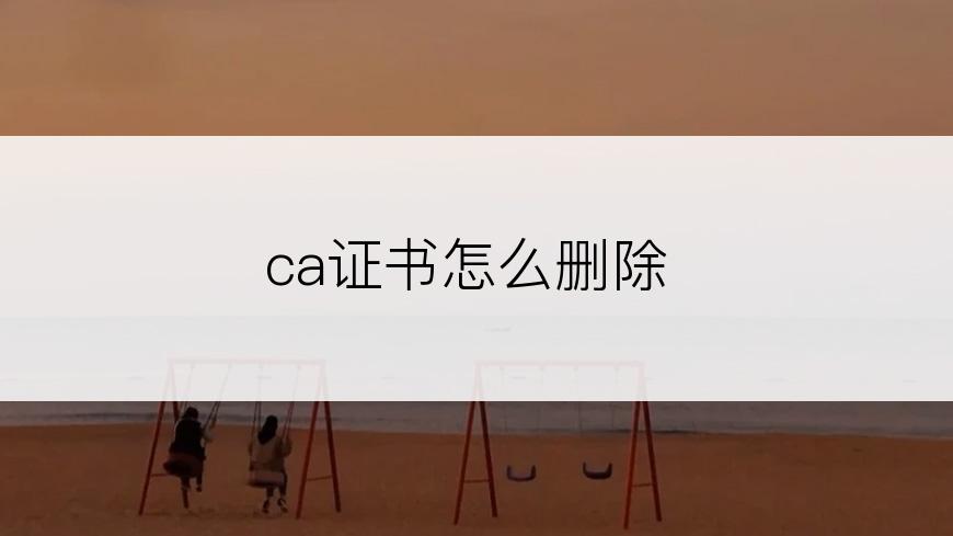 ca证书怎么删除