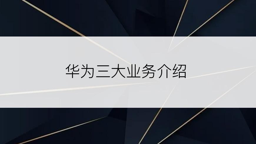 华为三大业务介绍