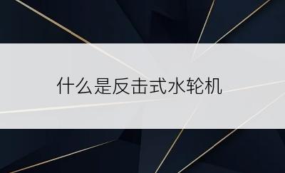 什么是反击式水轮机