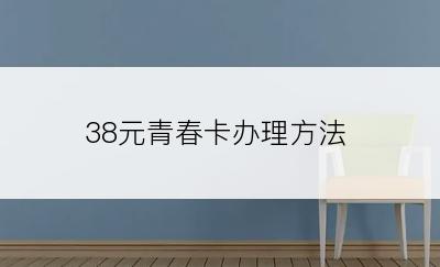 38元青春卡办理方法