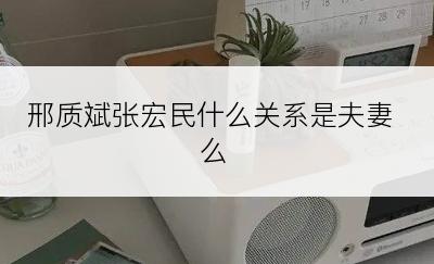 邢质斌张宏民什么关系是夫妻么
