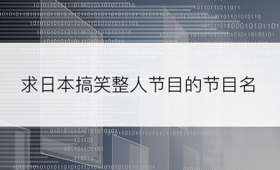 求日本搞笑整人节目的节目名