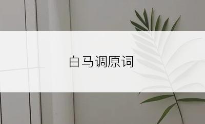 白马调原词