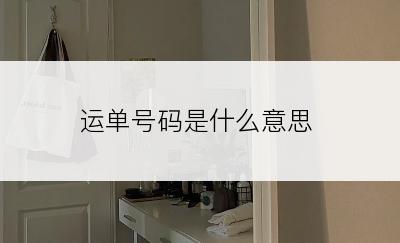 运单号码是什么意思
