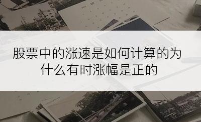 股票中的涨速是如何计算的为什么有时涨幅是正的