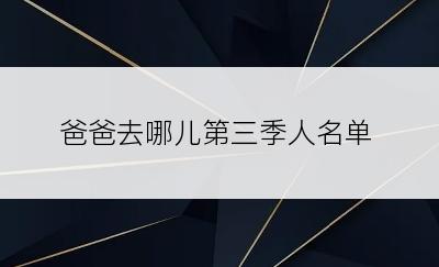 爸爸去哪儿第三季人名单