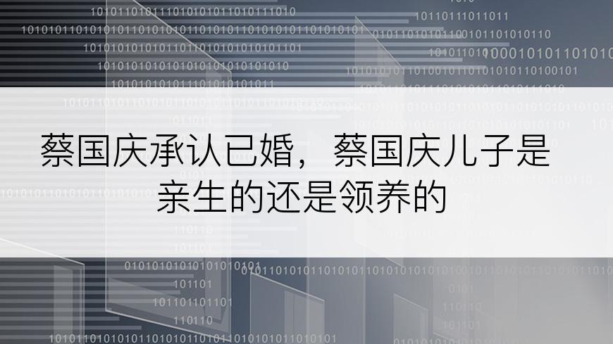 蔡国庆承认已婚，蔡国庆儿子是亲生的还是领养的