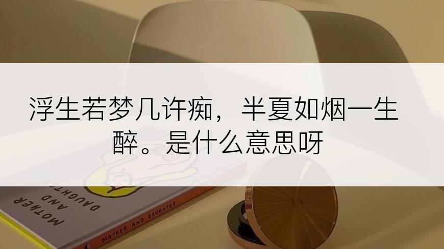 浮生若梦几许痴，半夏如烟一生醉。是什么意思呀