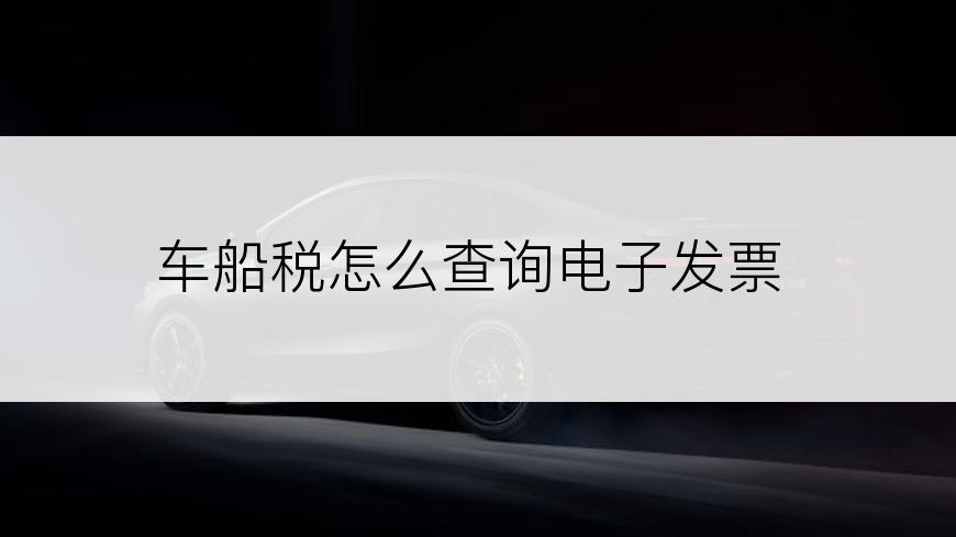 车船税怎么查询电子发票