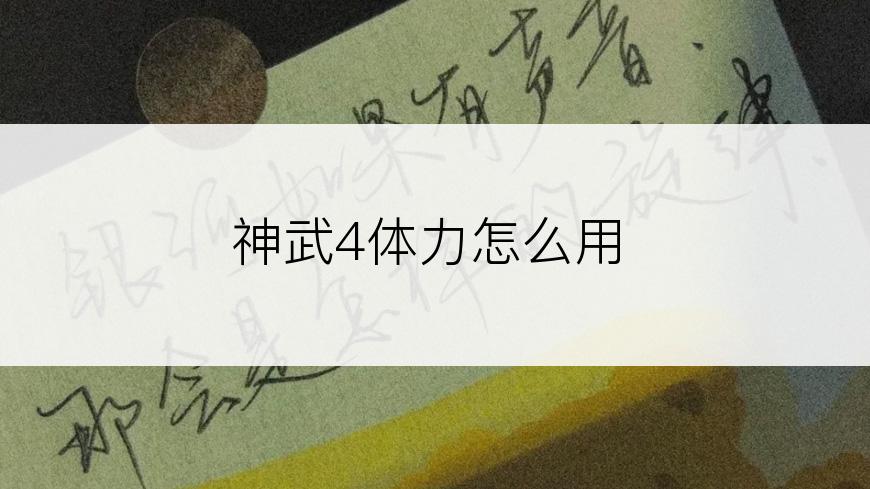 神武4体力怎么用