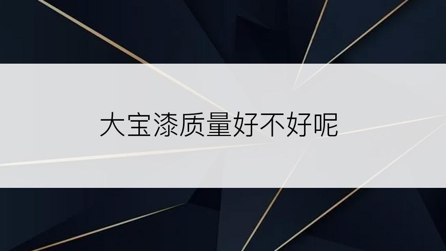 大宝漆质量好不好呢
