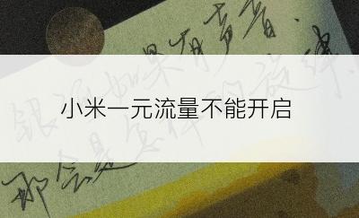 小米一元流量不能开启