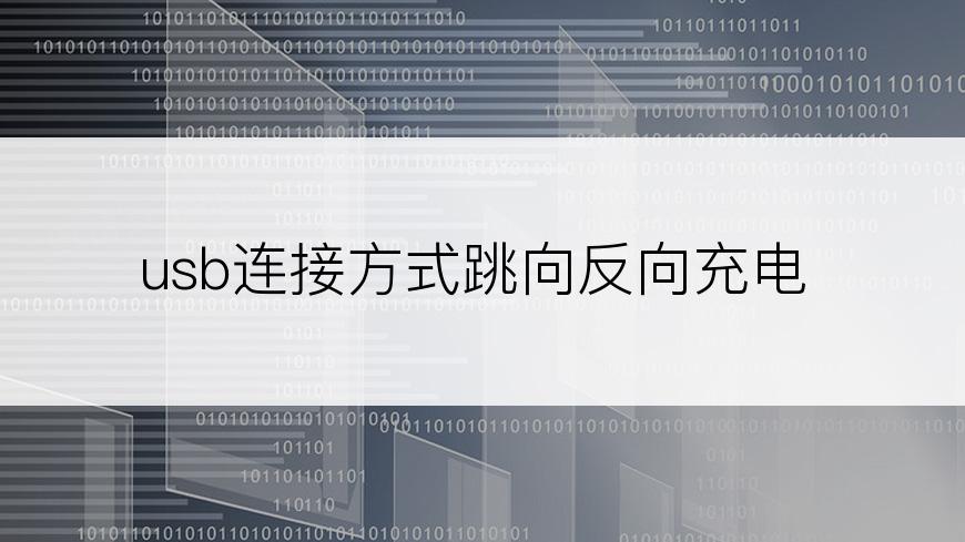 usb连接方式跳向反向充电