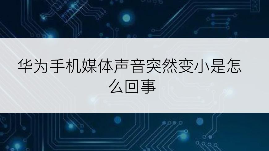 华为手机媒体声音突然变小是怎么回事