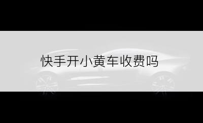 快手开小黄车收费吗