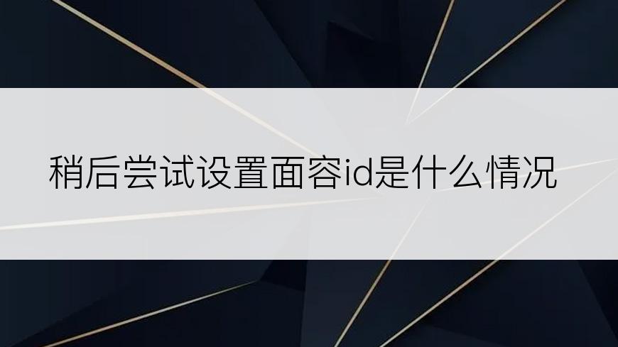 稍后尝试设置面容id是什么情况