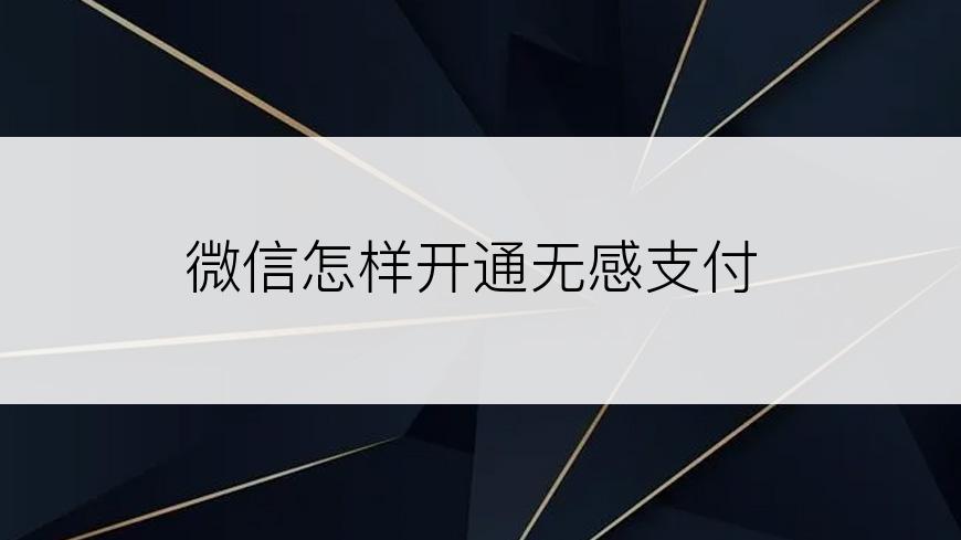微信怎样开通无感支付