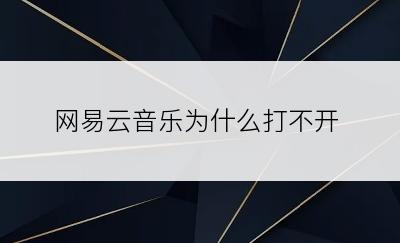 网易云音乐为什么打不开