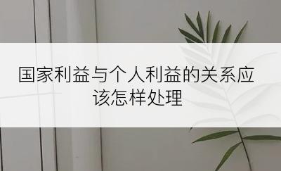 国家利益与个人利益的关系应该怎样处理