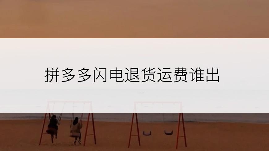 拼多多闪电退货运费谁出
