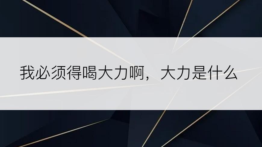 我必须得喝大力啊，大力是什么