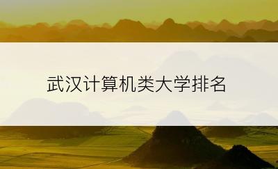 武汉计算机类大学排名
