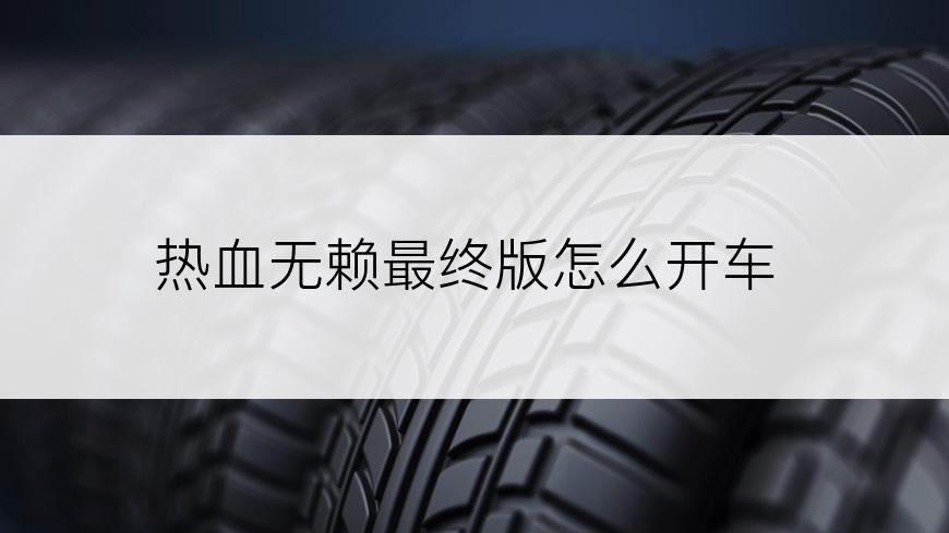 热血无赖最终版怎么开车