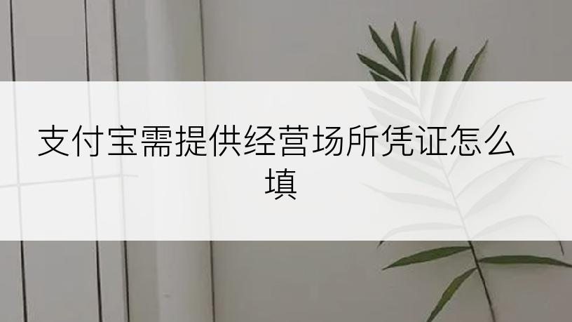 支付宝需提供经营场所凭证怎么填