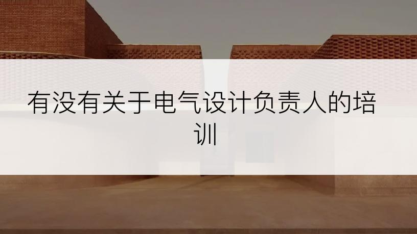 有没有关于电气设计负责人的培训